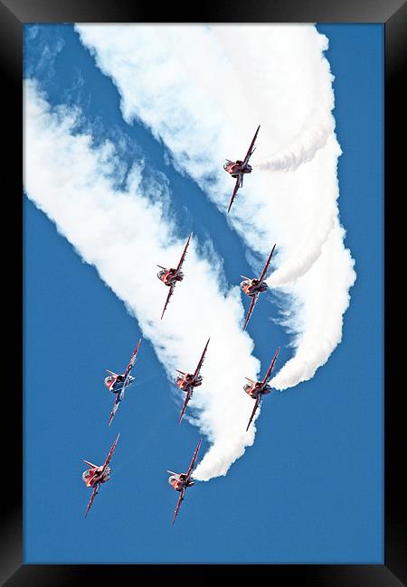 Red arrows diving out of a loop Framed Print by Rachel & Martin Pics