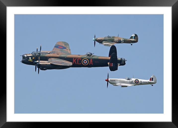 Lancaster Spitfire and Hurricane Framed Mounted Print by Rachel & Martin Pics