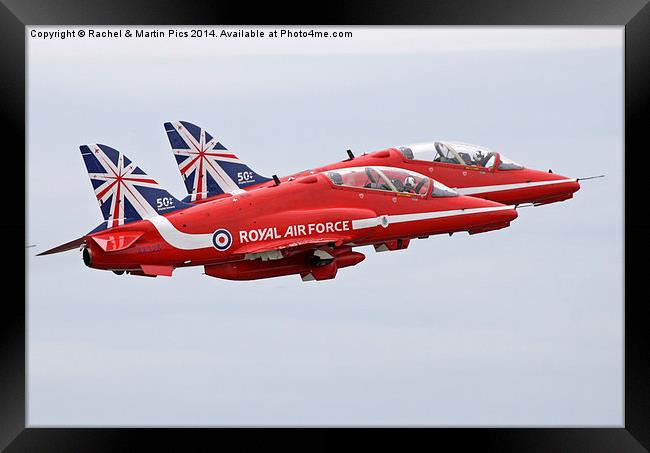 Red Arrows pair takeoff Framed Print by Rachel & Martin Pics