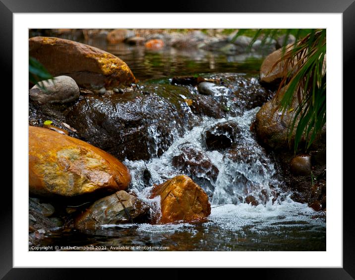 Tiny Waterfall Framed Mounted Print by Keith Campbell