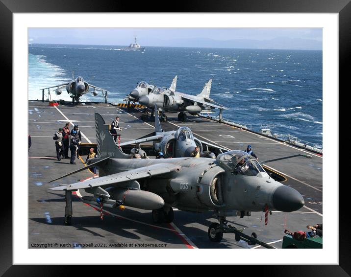Sea Harriers onboard HMS Illustrious Framed Mounted Print by Keith Campbell