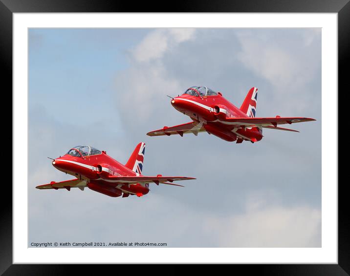 RAF Red Arrows Hawk pair Framed Mounted Print by Keith Campbell
