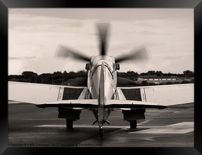 Spitfire Taxies Out - sepia Framed Print by Keith Campbell