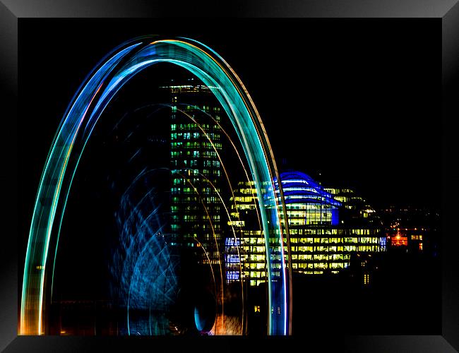 Manchester Wheel at Night Framed Print by Keith Campbell