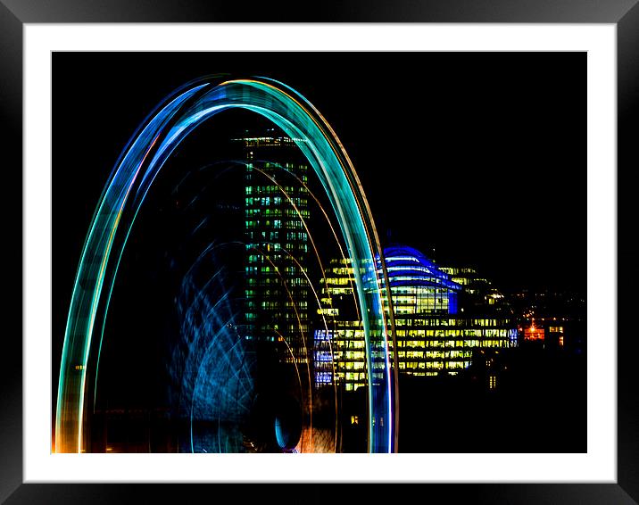 Manchester Wheel at Night Framed Mounted Print by Keith Campbell