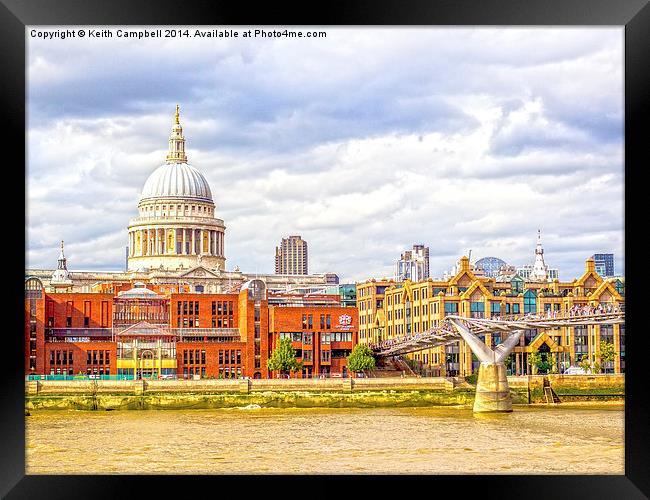  St Pauls Cathedral and The Millennium Bridge, Lon Framed Print by Keith Campbell