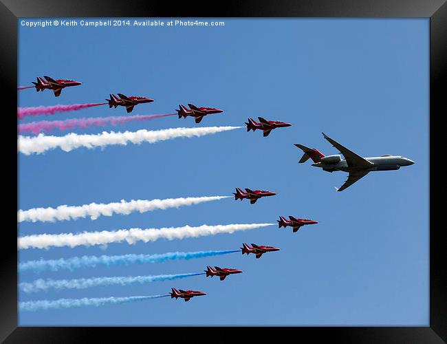  RAF Sentinel and Red Arrows Framed Print by Keith Campbell