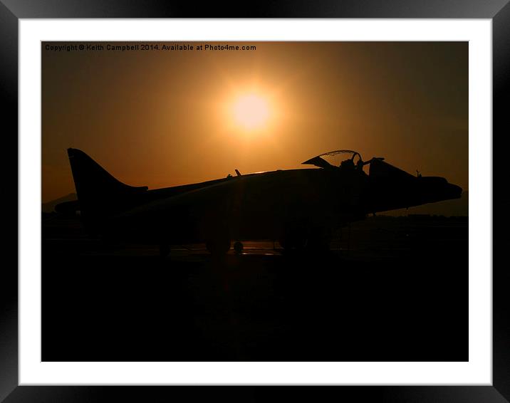  RAF Harrier ZD402 at dawn Framed Mounted Print by Keith Campbell