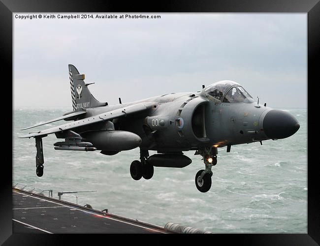  Sea Harrier ZH796 hovering Framed Print by Keith Campbell