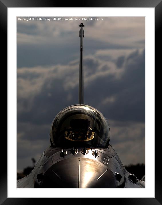  F-16 Falcon head-on Framed Mounted Print by Keith Campbell