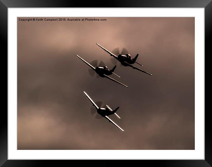  P-51 Mustang Trio Framed Mounted Print by Keith Campbell