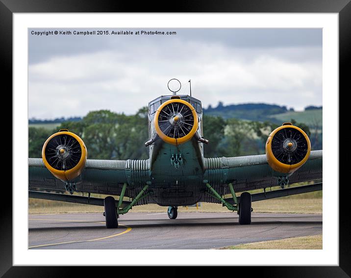  Junkers JU-52 head-on Framed Mounted Print by Keith Campbell