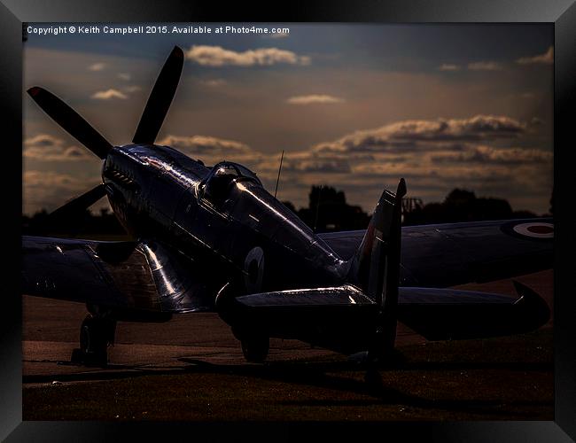  Dusk Spitfire Framed Print by Keith Campbell