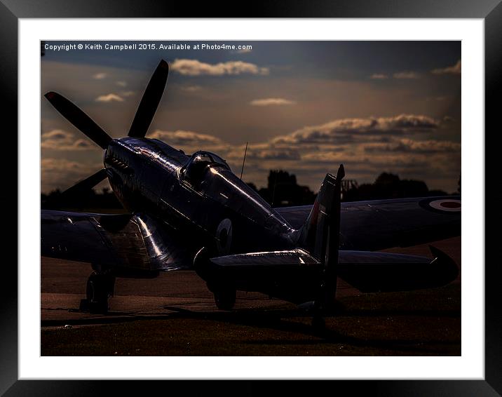  Dusk Spitfire Framed Mounted Print by Keith Campbell