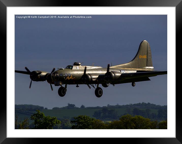  B-17 Flying Fortress returning home Framed Mounted Print by Keith Campbell