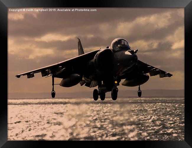  RAF Harrier hovering Framed Print by Keith Campbell