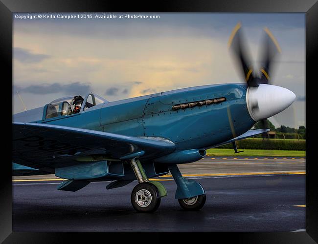 Spitfire PS915 starting. Framed Print by Keith Campbell