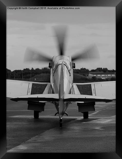  Spitfire PS915 - mono Framed Print by Keith Campbell