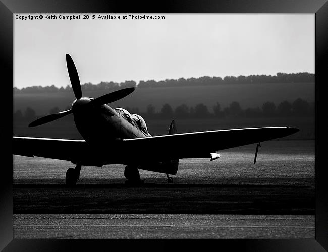  Twin-seat Spitfire - mono version Framed Print by Keith Campbell