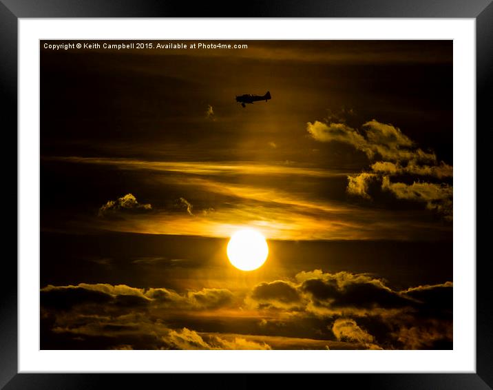  North American Harvard G-BJST passing the sun Framed Mounted Print by Keith Campbell