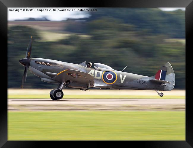  Spitfire TE311 landing - colour version. Framed Print by Keith Campbell