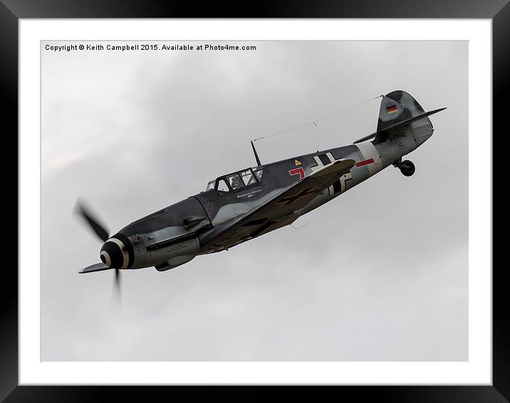  Messerschmitt Bf-109G-4 attacking Framed Mounted Print by Keith Campbell