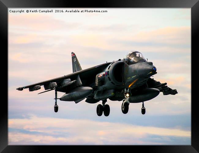 RAF Harrier landing Framed Print by Keith Campbell