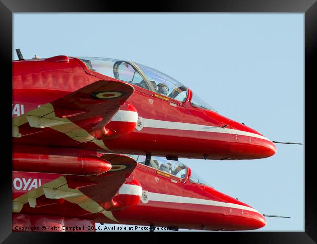 Red Arrows - close formation Framed Print by Keith Campbell