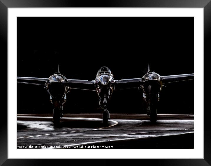 Silver P-38 Lightning head-on Framed Mounted Print by Keith Campbell