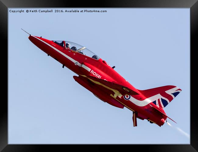 Red Arrows Hawk XX177 climbing skywards Framed Print by Keith Campbell