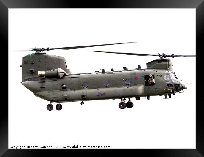 RAF Chinook ZD574 sideview Framed Print by Keith Campbell