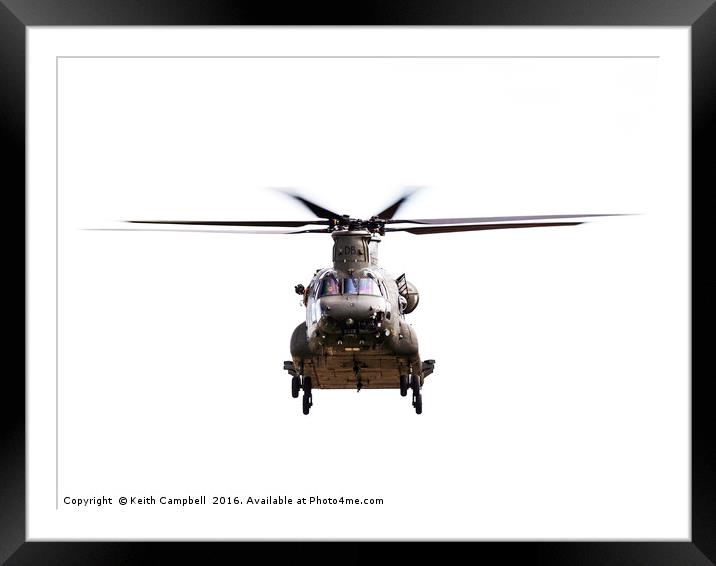 RAF Chinook ZD574 hovering Framed Mounted Print by Keith Campbell
