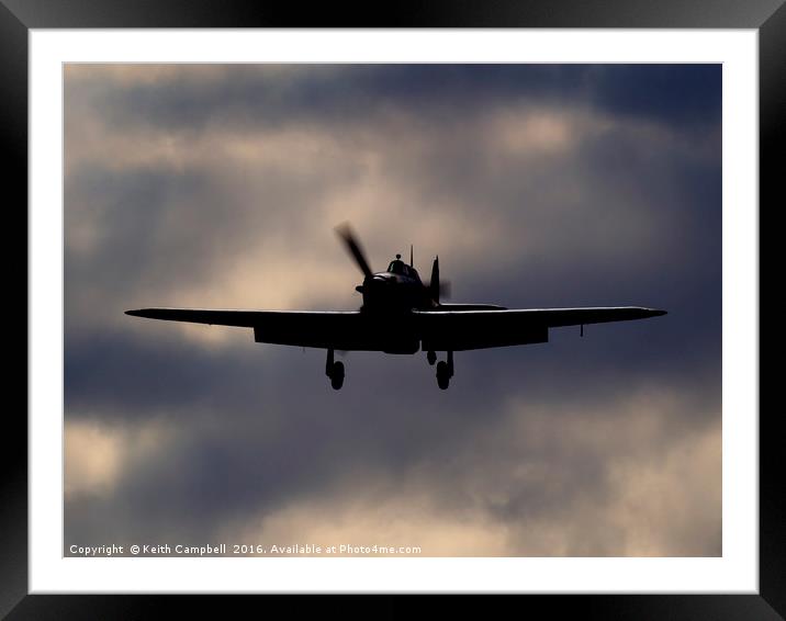 Hurricane Dusk Landing Framed Mounted Print by Keith Campbell