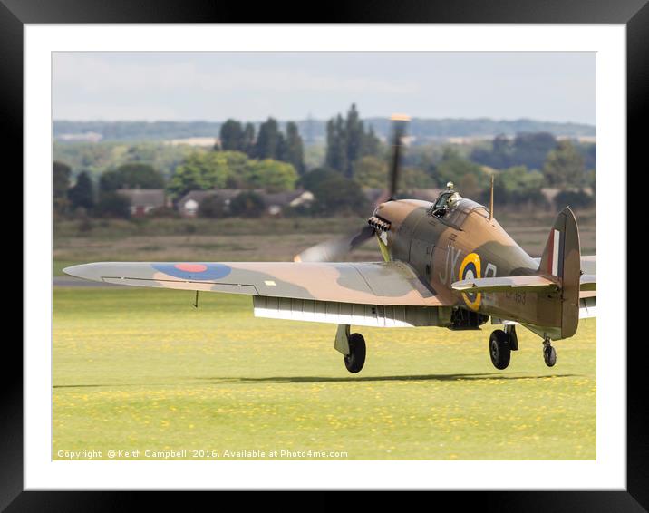 RAF Hurricane landing Framed Mounted Print by Keith Campbell