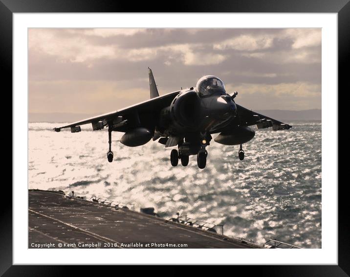 Landing onboard Framed Mounted Print by Keith Campbell