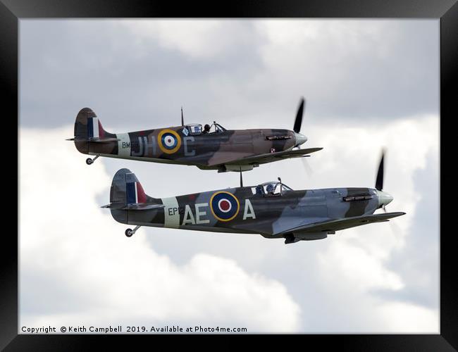 Spitfire Pair Framed Print by Keith Campbell