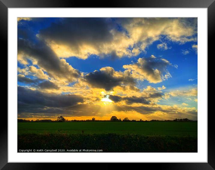 Lincolnshire Countryside Sunset Framed Mounted Print by Keith Campbell