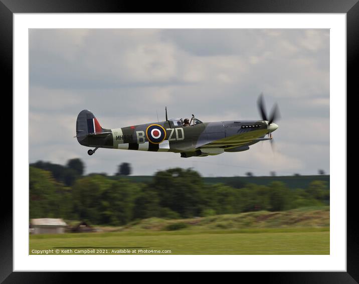 Low level RAF Spitfire Framed Mounted Print by Keith Campbell