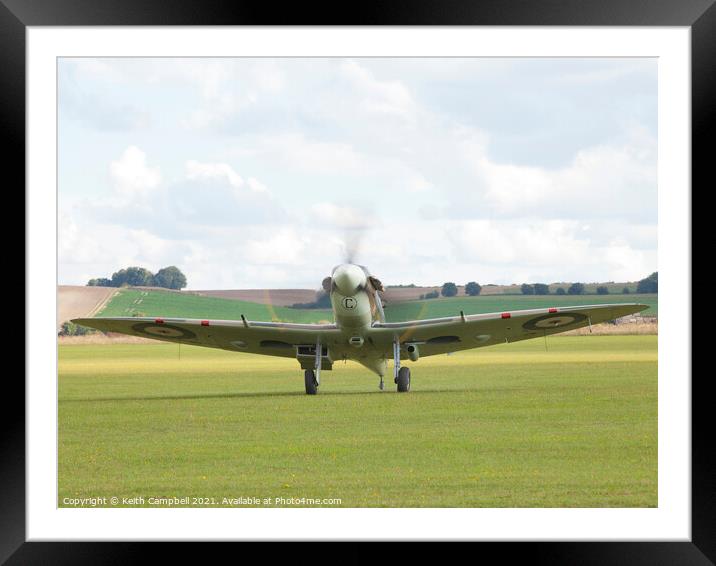 RAF Spitfire taxiing Framed Mounted Print by Keith Campbell