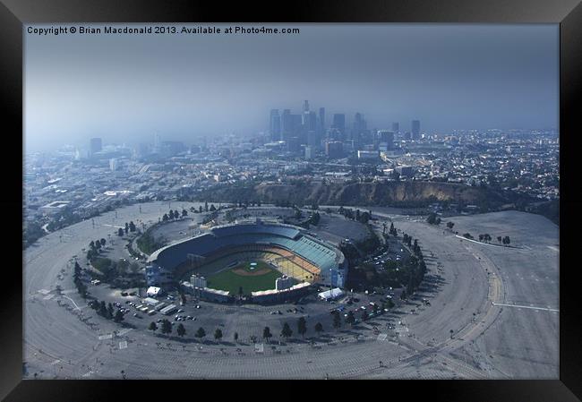 Dodger Stadium Aerial View Framed Print by Brian Macdonald
