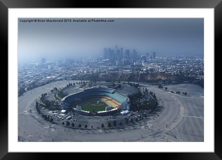 Dodger Stadium Aerial View Framed Mounted Print by Brian Macdonald