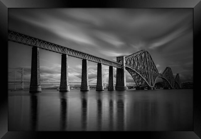 High tide at Forth rail Bridge in  mono Framed Print by JC studios LRPS ARPS