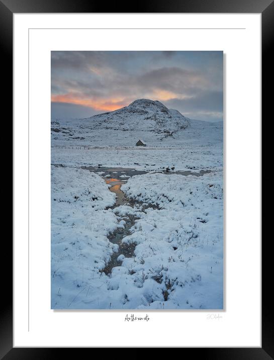 As the suns sets. Croft in the beautiful Scottish highlands in full winter coat. Framed Mounted Print by JC studios LRPS ARPS