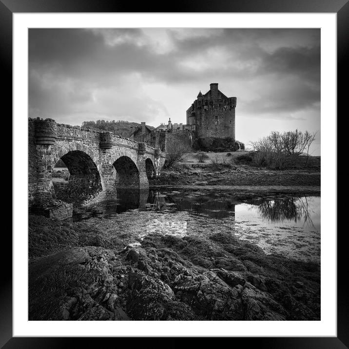 Eileen Donan castle in mono square format Framed Mounted Print by JC studios LRPS ARPS