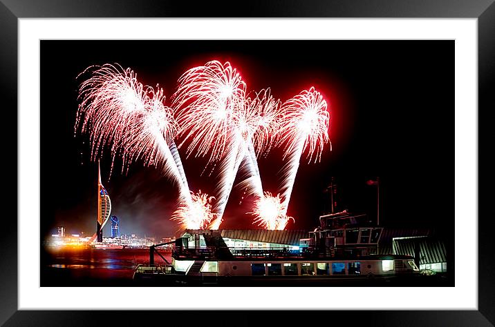 Gunwharf Fireworks display at Portsmouth harbour. Framed Mounted Print by JC studios LRPS ARPS