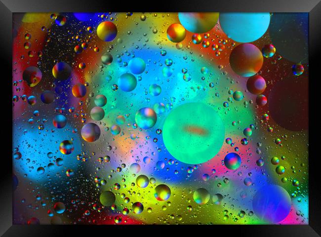 Oil droplets on water Framed Print by JC studios LRPS ARPS