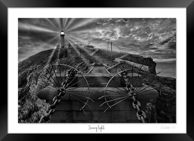 South stack Lighthouse in mono Framed Print by JC studios LRPS ARPS