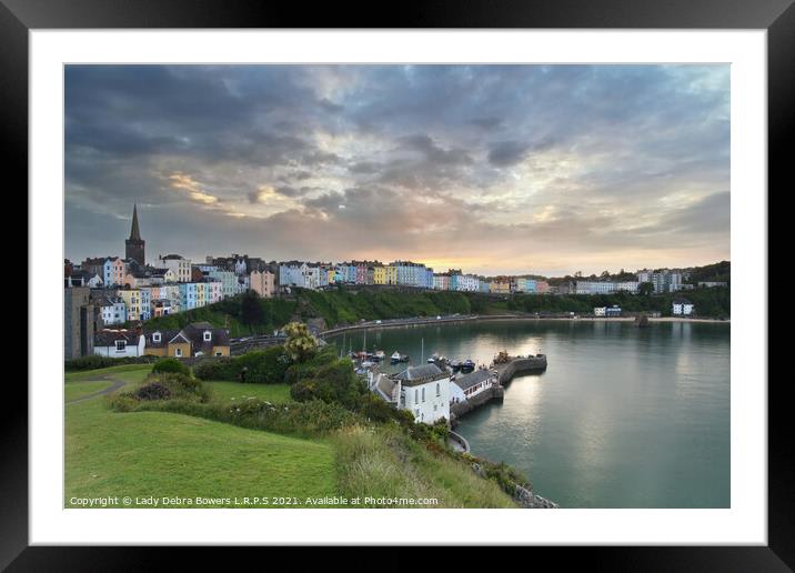 Tenby harbour at sunset Framed Mounted Print by Lady Debra Bowers L.R.P.S