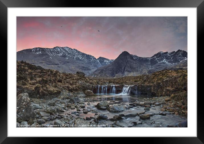 Fairy Pools at Sunrise Framed Mounted Print by Lady Debra Bowers L.R.P.S