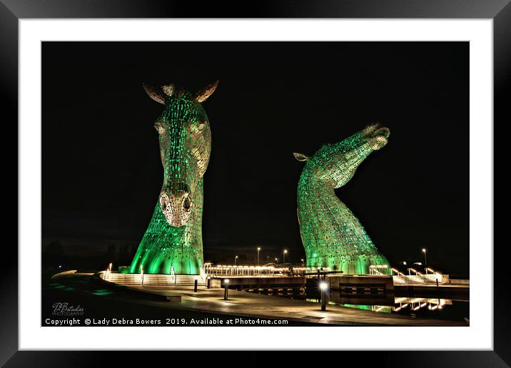 Kelpies Green with Envy Scotland  Framed Mounted Print by Lady Debra Bowers L.R.P.S
